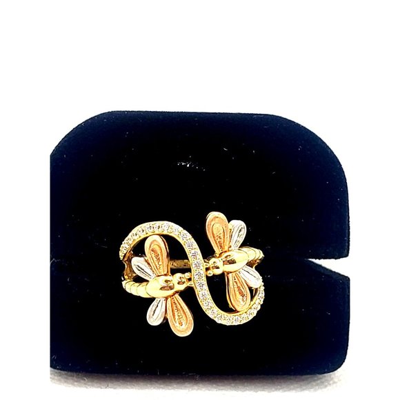 14 k GOLD Double Dragonfly Ring size 6 - Picture 6 of 16